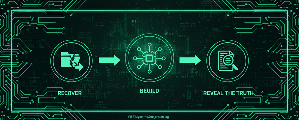 Data Recovery and Reconstruction, illustrating file retrieval from damaged media